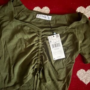 Mango Khaki Green Women's Crop Top